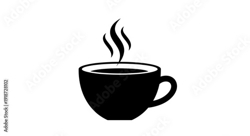 Steaming cup of coffee illustration on a clean background viewed from the front