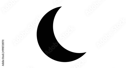 A crescent moon is visible in the night sky, isolated on a simple background, viewed from a direct perspective.