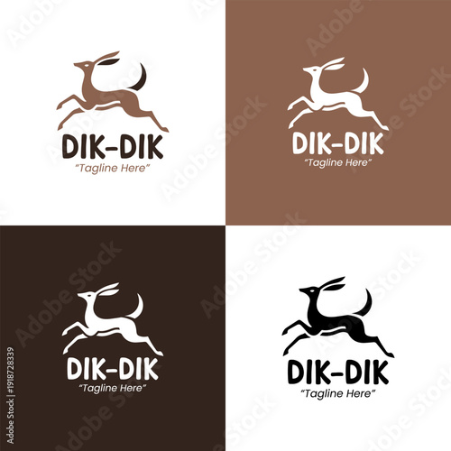 Running Dik Dik Animal Logo Concept for Adventure Branding