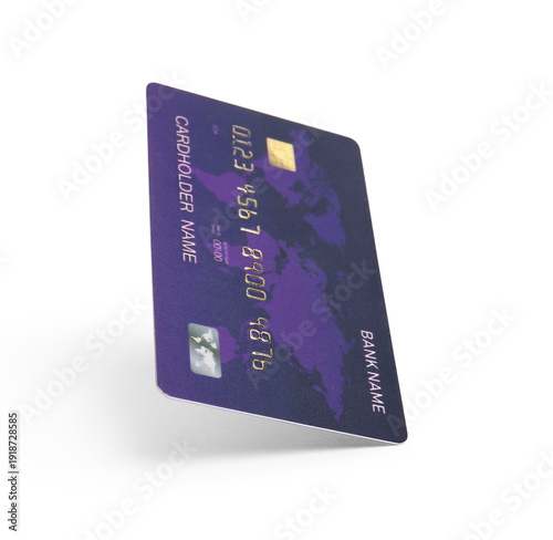 Purple credit card on white...