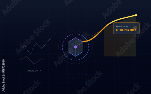 Financial Flow Graph Dark Blue Dashboard with Glowing Orange Green Curve Strong Signal Trading Data Visualization