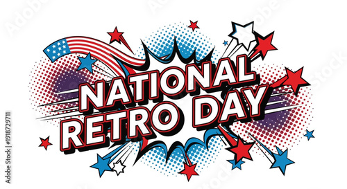 Vibrant illustration of National Retro Day in the United States with a classic, nostalgic vibe and timeless style against a clean white background.