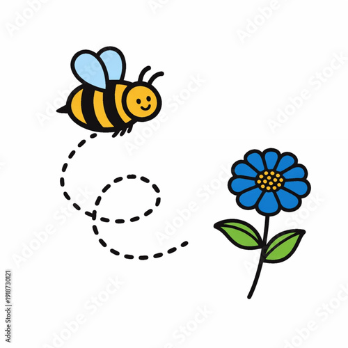 Detailed vector art of a bumblebee on a colorful flower