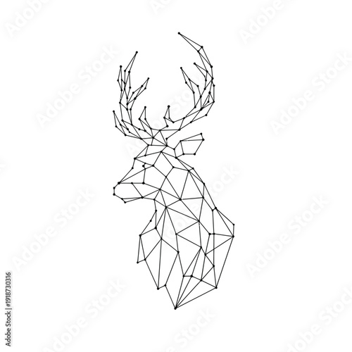 Geometric deer head illustration a minimalist black and white artwork