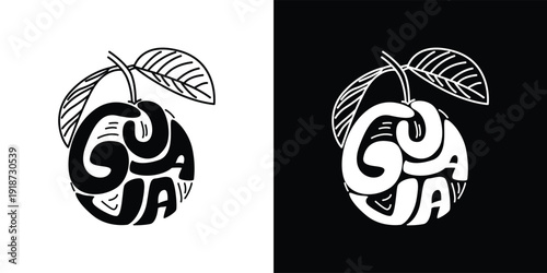 Guava fruit logotype in vector illustration. Modern style and minimalist. 