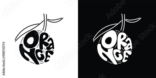 Orange fruit logotype in vector illustration. Modern style and minimalist. 