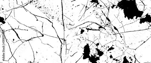 Distress Grunge Texture. Seamless Pattern. Halftone Old, Retro Background. Broken, Cracked Wall Texture. Scratched, Dirt Print. Black and White Grunge Style. Noise Rough Design. Vector Illustration.