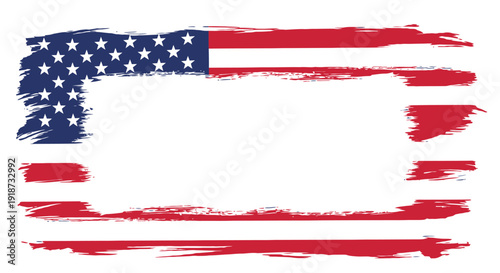 Abstract american flag with brushstroke effect and a white central area
