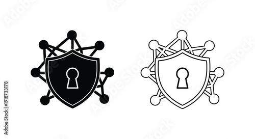 Two sheriff star shield icons with a lock black and white version