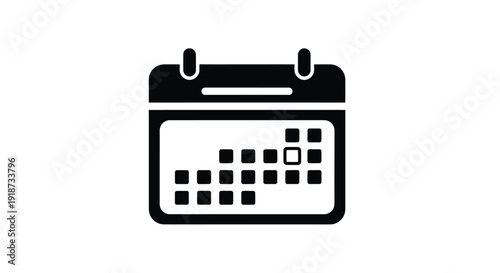 Simple black and white illustration of a wall calendar with a marked date