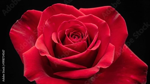 Close-up of a Beautiful Red Rose Blossom Against a Black Background, Illustrating Nature's Elegance
