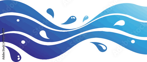 Abstract Blue Water Wave – Flowing Liquid Splash Design Vector Illustration