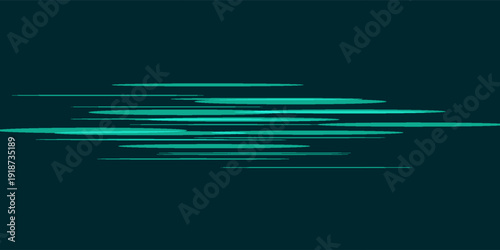 Abstract green lines, speed light effect. Illuminated traffic lanes.