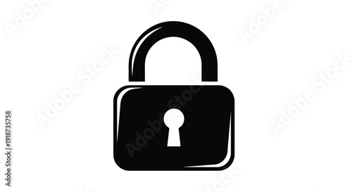 Simple black padlock icon with a keyhole isolated on a white background