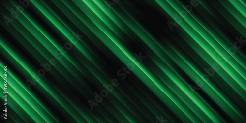 Dynamic Glowing green gradient stripes arranged vertically on dark canvas, clean futuristic light pattern design.Dynamic