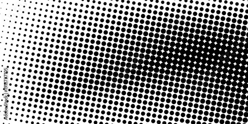 Dotted gradient vector illustration, white and black halftone background