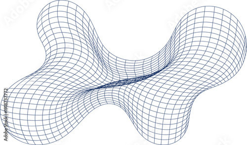 Abstract Wireframe Grid Forming a Complex, Wavy, Three-Dimensional Surface