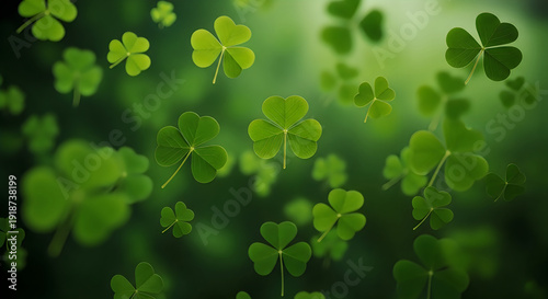 Lucky four-leaf clover field on st. patrick's day