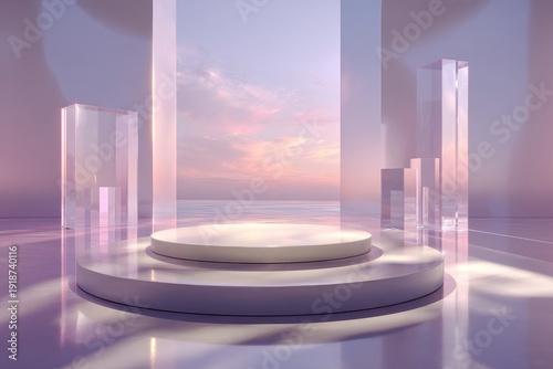 Modern empty product display podium in minimalist studio setting