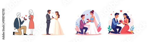 Couple proposal romantic love wedding ring happy celebration engagement