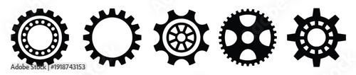 Assortment of gear and cogwheel icons