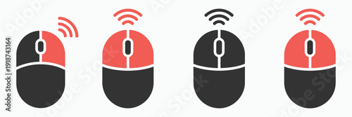 Computer Mouse Icons Vector, left and right click, scroll wheel, and button press symbols, vector illustration