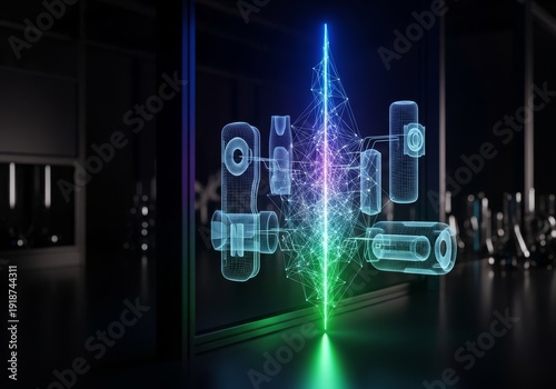Visualizing advanced digital intelligence shaping future product innovation within a dynamic development laboratory, evolution, Artificial intelligence, futuristic