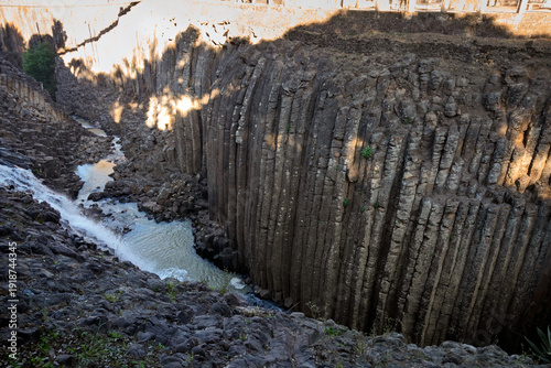 Exploring basaltic prisms in Hidalgo Mexico during a sunny afternoon