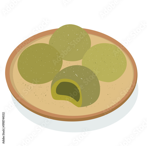 mochi matcha isi matcha. vektor

