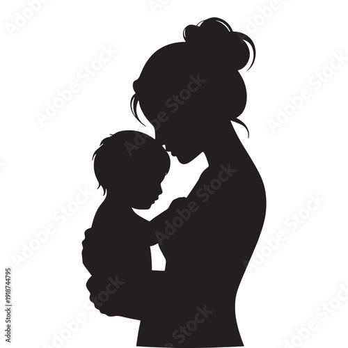 Woman Holding Child Silhouette Embrace Love Care Affectionate Moment Together