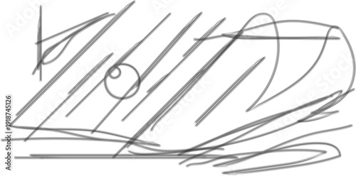 Minimalist abstract digital sketch depicts a simple eye shape surrounded by rough, energetic pencil or charcoal like scribbles.