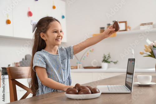 Cute little girl with plate...