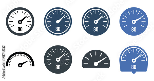 Speedometer Icons, collection of various designs and styles, vector