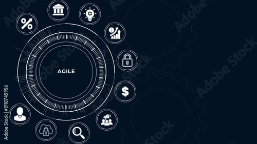Agile Project Management Workflow Board – Modern Scrum Development Process Animation – Business, Technology, Internet and network concept.