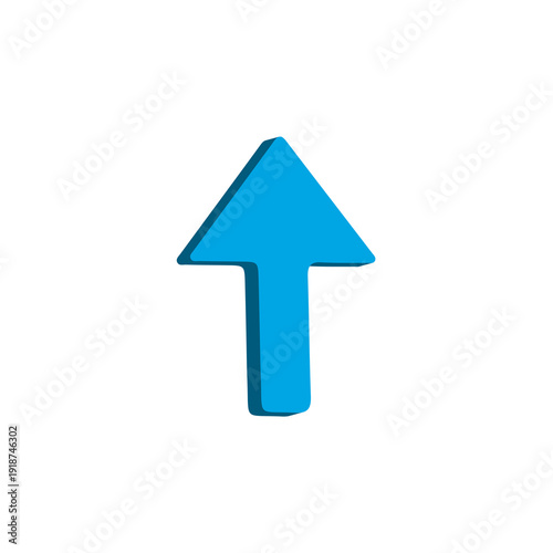 Up Arrow 3D Icon for Navigation, Growth & Direction App UI Design – Modern Blue Glossy Symbol – Transparent Background