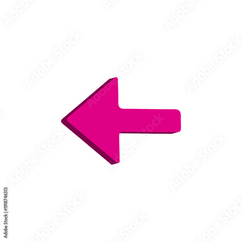 Left Arrow 3D Icon for Navigation, Back & Direction App UI Design – Vibrant Pink Glossy Symbol – Transparent Background