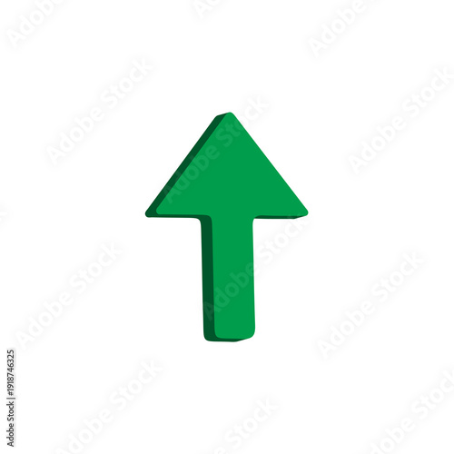 Up Arrow 3D Icon for Navigation, Growth & Direction App UI Design – Modern Green Glossy Symbol – Transparent Background