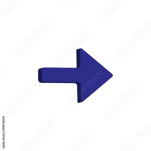 Right Arrow 3D Icon for Navigation, Forward & Direction App UI Design – Bold Purple Glossy Symbol – Transparent Background