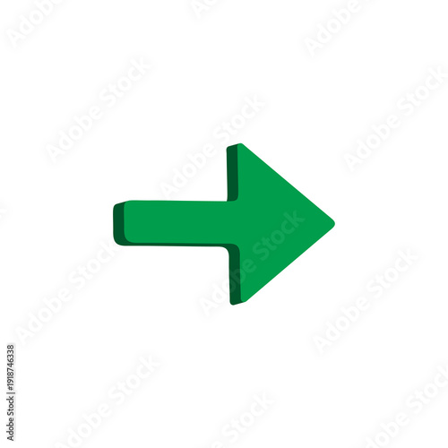Right Arrow 3D Icon for Navigation, Forward & Direction App UI Design – Modern Green Glossy Symbol – Transparent Background