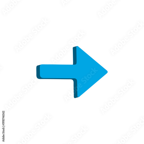 Right Arrow 3D Icon for Navigation, Forward & Direction App UI Design – Modern Blue Glossy Symbol – Transparent Background
