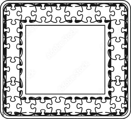Autism Awareness Puzzle Frame Square Vector
