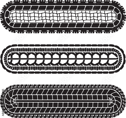 Black and white illustrations of vintage rug borders and designs