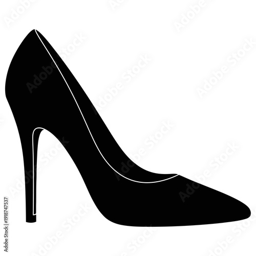 Elegant black high heel shoe with sleek design