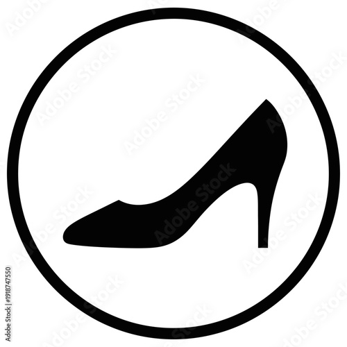 Elegant high heel shoe in modern circular frame