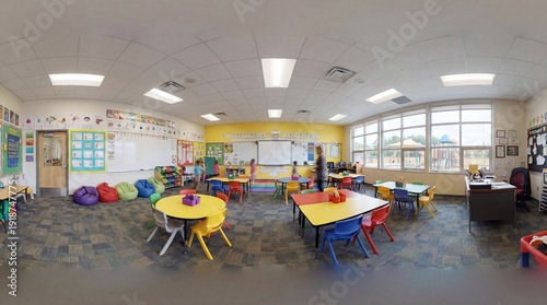 View interior elementary school spherical 360 degree