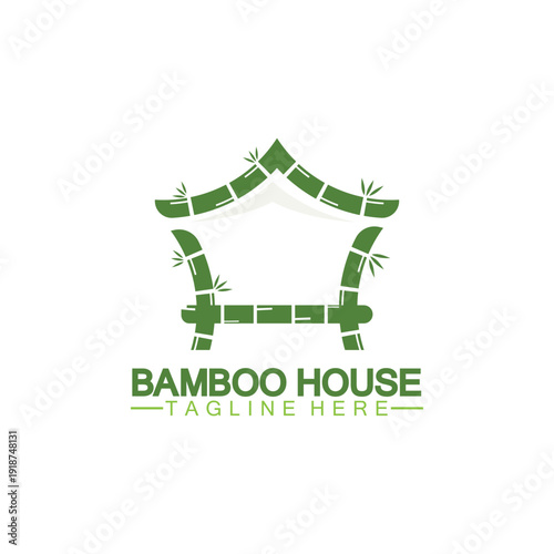 Bamboo House concept Logo. bamboo house construction logo vector
