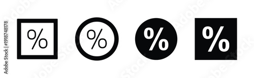 Assortment of percentage signs in different styles and frames for discount and finance