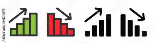 Bar chart icons showing upward and downward trends