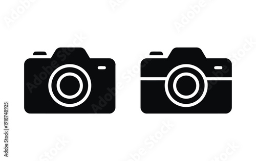 Black camera icons for photography and capturing images on white background