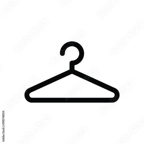 Black clothes hanger icon on white background